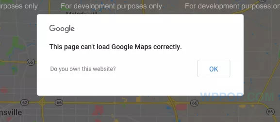 this page can't load google maps correctly for development purposes only 错误修复方法