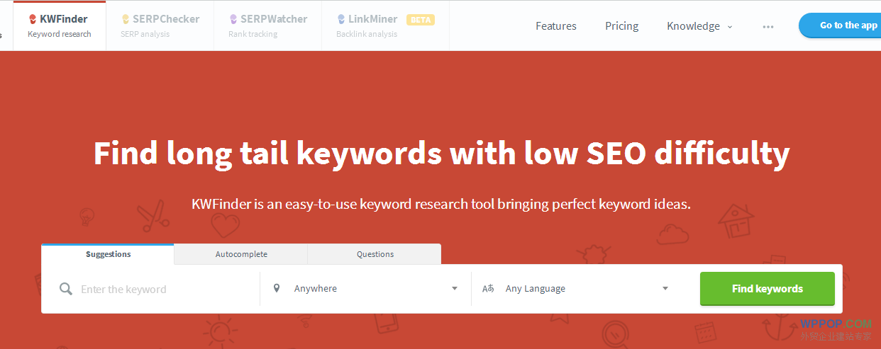 谷歌搜索优化关键词工具 - KWfinder - 外贸资源 - 2