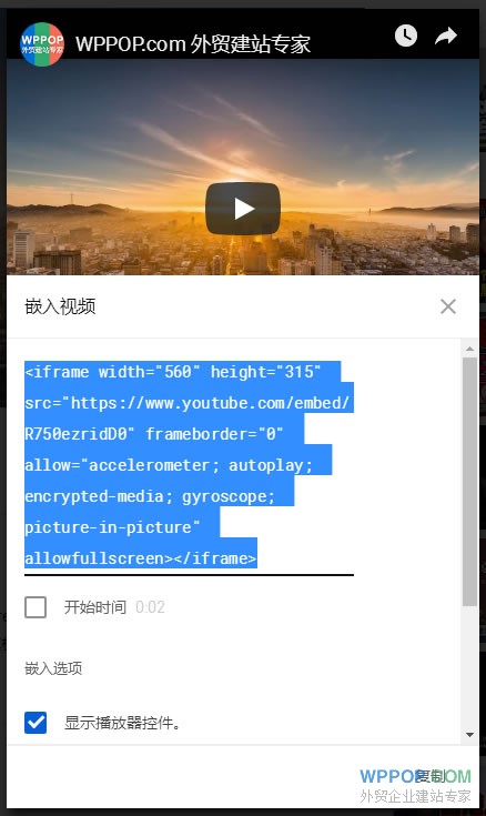 Youtube视频 - 嵌入按钮